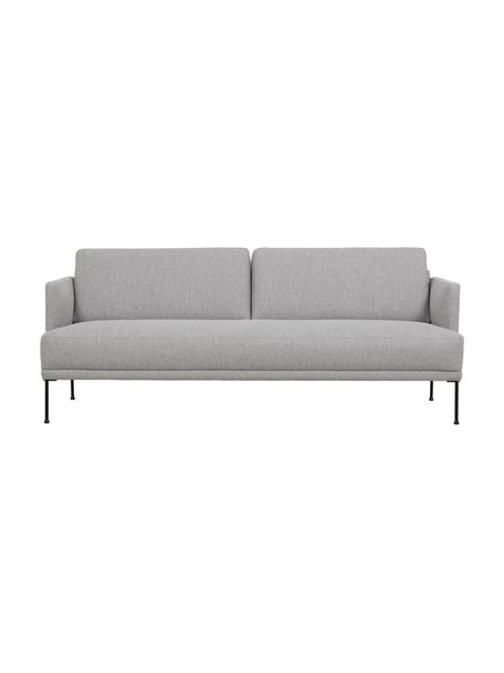 Divano 3 posti con piedini in metallo Fluente, Rivestimento: 80% poliestere, 20% ramiè, Struttura: legno di pino massiccio, Piedini: metallo verniciato a polv, Tessuto grigio chiaro, Larg. 196 x Prof. 85 cm