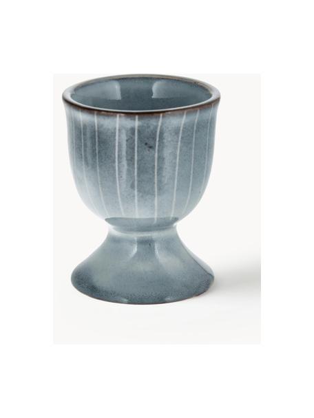 Soportes de huevo artesanales Nordic Sea, 2 uds., Gres, Gris azulado jaspeado, Ø 5 x Al 6 cm