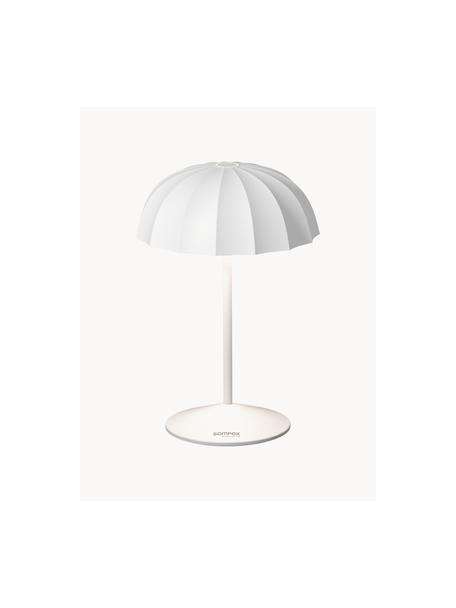 Kleine mobiele LED outdoor tafellamp Ombrellino, dimbaar, Lamp: gecoat aluminium, Wit, Ø 16 x H 23 cm