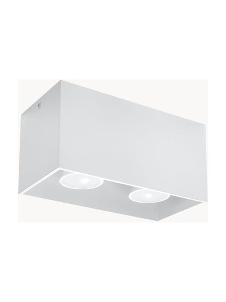 Kleine plafondspot Geo, Lamp: aluminium, Wit, B 20 x H 10 cm