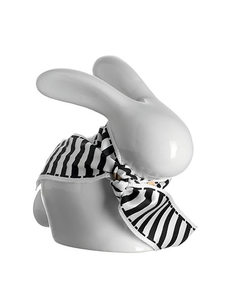 Coniglietto pasquale decorativo in porcellana bianca Gino 2 pz, Porcellana, Bianco, nero, Larg. 7 x Alt. 7 cm