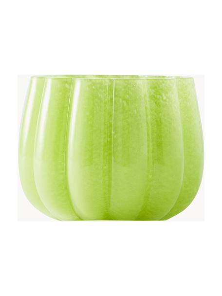 Portavelas de vidrio soplado Melon, Vidrio soplado artesanalmente, Verde claro, Ã˜ 14 x Al 10 cm