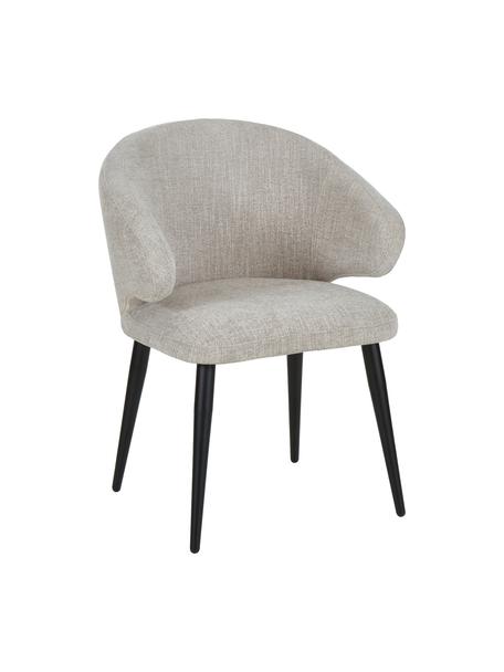 Sedia con braccioli in bouclé Celia, Rivestimento: bouclé (70% poliestere, 2, Gambe: metallo, verniciato a pol, Tessuto bouclé grigio chiaro, Larg. 57 x Prof. 62 cm