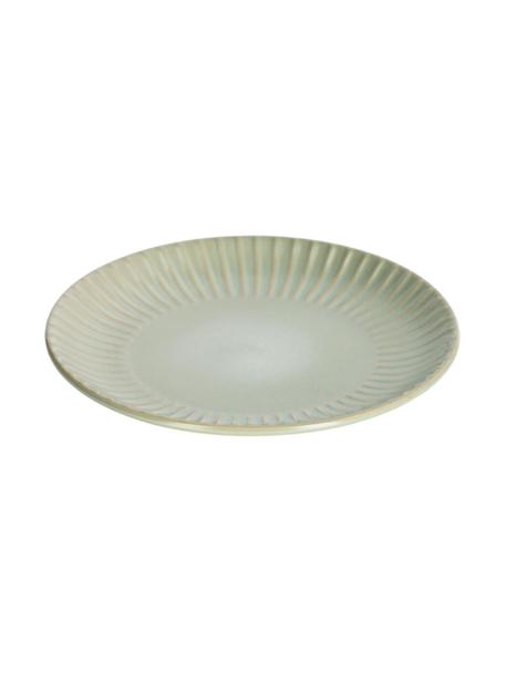 Keramické dezertné taniere s drážkovou štruktúrou Itziar, 2 ks, Keramika, Svetlozelená, Ø 20 x V 2 cm