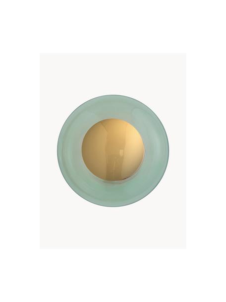 Aplique / Plafón artesanal Horizon, Pantalla: vidrio tintado, Estructura: metal recubierto, Verde menta, dorado, Ø 21 x F 17 cm
