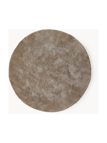 Načechraný kulatý koberec s vysokým vlasem Leighton, Mikrovlákno (100 % polyester, s certifikátem GRS), Hnědá, Ø 250 cm (velikost XL)