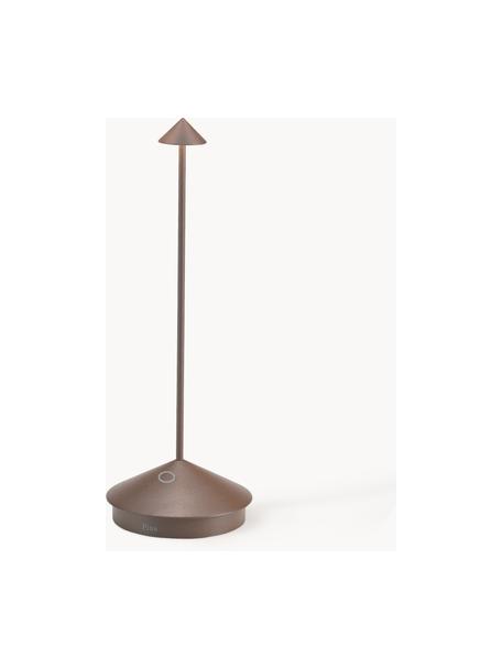 Lámpara de mesa LED móvil pequeña Pina, regulable, Lámpara: aluminio recubierto Cable, Marrón, Ø 11 x Al 29 cm