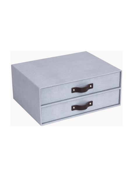 Bureau organizer Birger, Organizer: canvas, massief karton, Handvatten: leer, Grijsblauw, donkerbruin, B 33 x D 25 cm