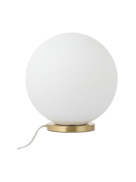 Lampa stołowa ze szkła opalowego Beth, Biały, mosiądz, Ø 25 x W 26 cm