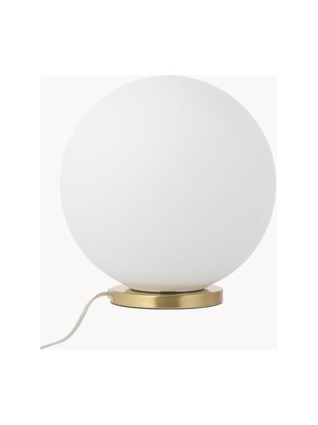 Lámpara de mesa pequeña de vidrio opalino Beth, Pantalla: vidrio, Cable: plástico, Blanco, dorado, Ø 25 x Al 26 cm