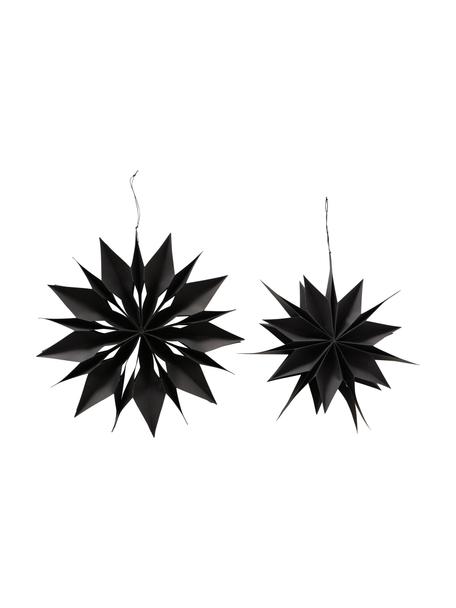 Étoile de Noël à suspendre Kassia, 2 élém., Papier, Noir, Ø 40 x prof. 8 cm