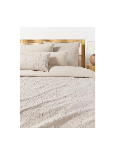 Funda nórdica de percal Leonora, Parte superior: 65% algodón, 30% poliéste, Reverso:  100% algodón, Beige claro, Cama 90 cm (155 x 220 cm)