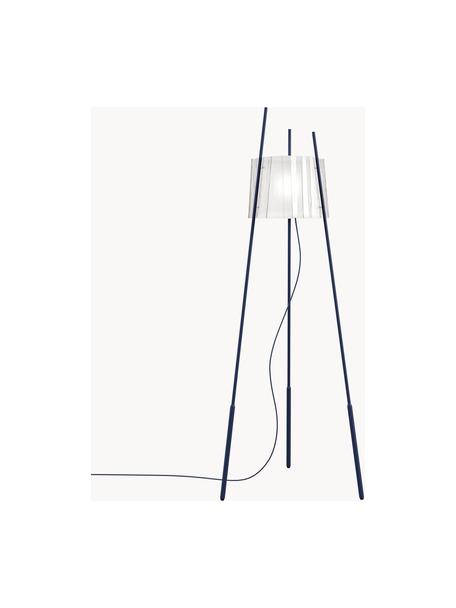 Dimbare tripod vloerlamp Tyla, mondgeblazen, Lampenkap: mondgeblazen glas, Donkerblauw, H 165 cm