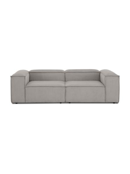 Divano componibile 3 posti in velluto a coste Lennon, Rivestimento: velluto a coste (92% poli, Struttura: legno di pino massiccio, , Piedini: plastica, Velluto a coste grigio, Larg. 238 x Prof. 119 cm