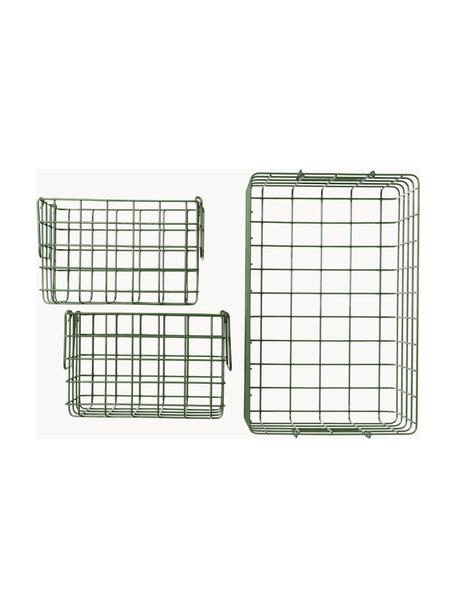 Metalen opbergmanden The Baskets, set van 3, Staal, gepoedercoat, Donkergroen, Set met verschillende formaten