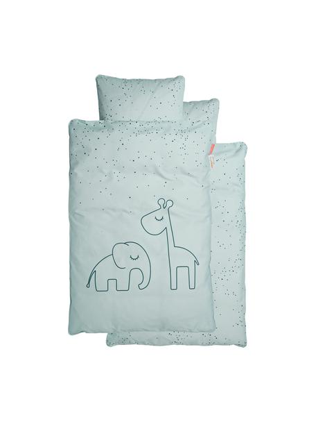 Biancheria da letto Dreamy Dots, 100% cotone, certificato Oeko-Tex, Blu, 100 x 140 cm + 1 cuscino 40 x 60 cm