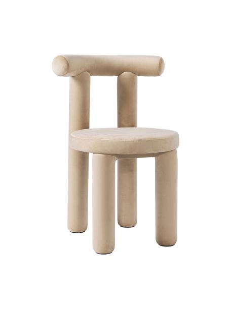 Polsterstuhl Calan aus Samt, Bezug: 100 % Polyester, Gestell: Metall, beschichtet mit S, Samt Beige, B 55 x T 52 cm