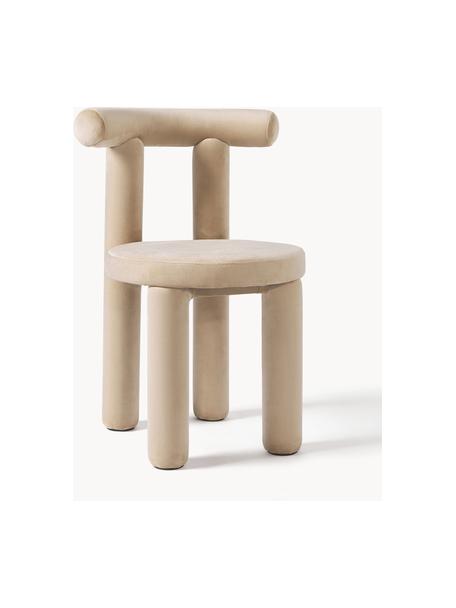 Fluwelen stoel Calan, Bekleding: 100 % polyester (fluweel), Frame: metaal, Fluweel beige, B 55 x D 52 cm