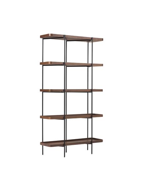 Grande étagère industrielle en bois avec cadre en métal Renee, Noyer, larg. 100 x haut. 180 cm
