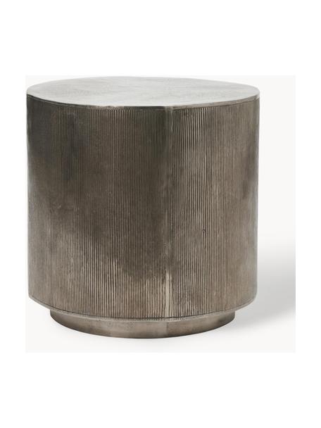 Table d'appoint ronde façade nervurée Rota, Aluminium, enduit, MDF, Grège, argenté, Ø 50 x haut. 50 cm