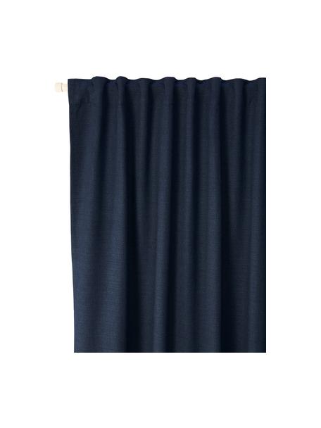 Cortinas opacas con multibanda Jensen, 2 uds., 95% poliéster, 5% nylon, Azul oscuro, An 130 x L 260 cm