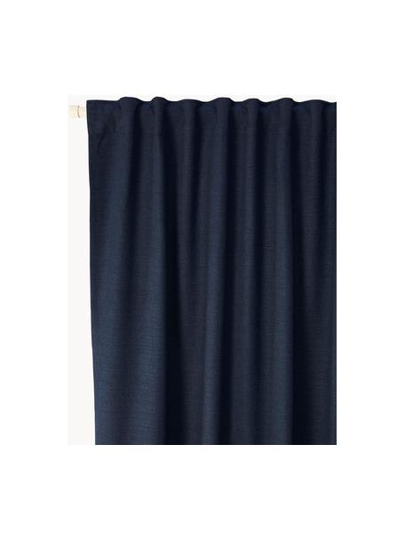 Blickdichter Vorhang Jensen mit Multiband, 2 Stück, 95 % Polyester, 5 % Nylon, Dunkelblau, B 130 x L 260 cm