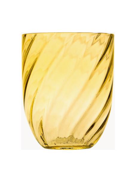 Súprava ručne fúkaných pohárov na vodu Swirl, 6 dielov, Sklo, Citrónová žltá, Ø 7 x V 10 cm, 250 ml