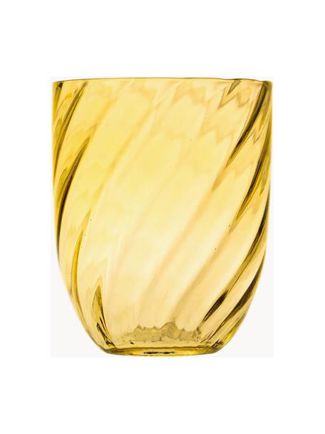 Set de vasos artesanales Swirl, 6 uds., Vidrio, Amarillo limón transparente, Ø 7 x Al 10 cm, 250 ml