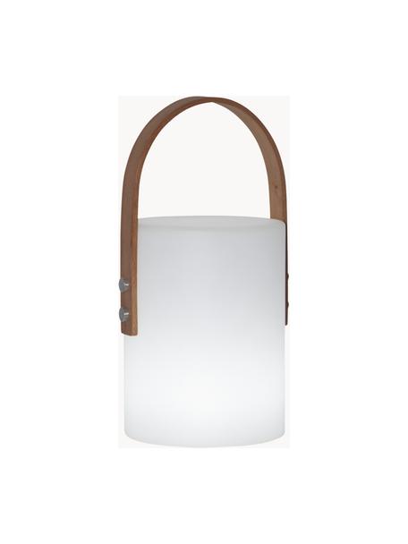 Lámpara para exterior regulable Lucie, portátil, Pantalla: plástico, Asa: madera, Blanco, madera oscura, An 19 x Al 34 cm