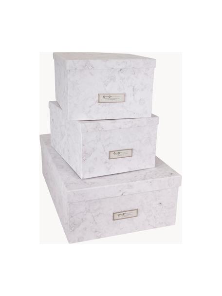 Komplet pudełek do przechowywania Inge, 3 elem., Biały, marmurowy, Komplet z różnymi rozmiarami
