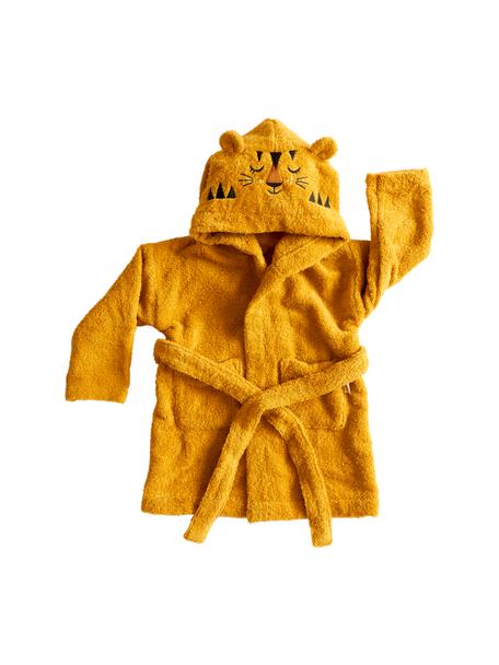 Kinder-Bademantel Tiger, verschiedene Größen, 100 % Bio-Baumwolle, GOTS-zertifiziert, Ockergelb, B 36 x L 48 cm