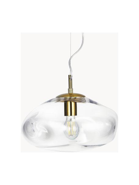 Lampada a sospensione Amora, Paralume: vetro, Baldacchino: metallo spazzolato, Trasparente, ottonato, Ø 35 x Alt. 20 cm