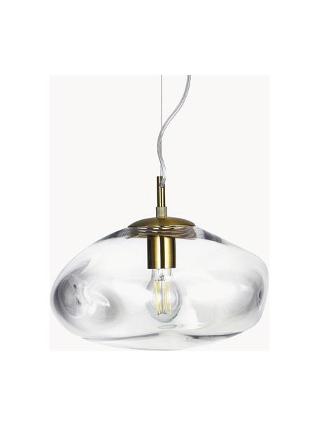 Lampa wisząca ze szkła Amora, Transparentny, odcienie mosiądzu, Ø 35 x W 20 cm