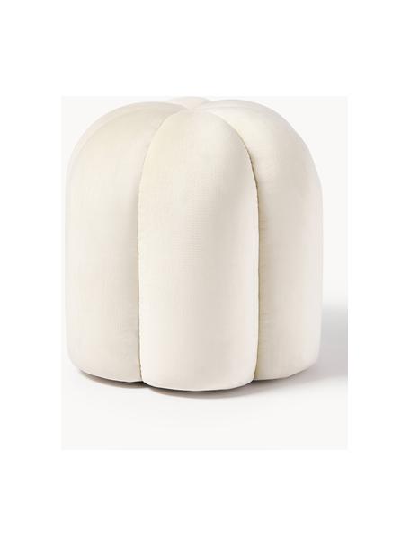 Pouf en velours Cali, Velours blanc crème, Ø 46 x haut. 44 cm