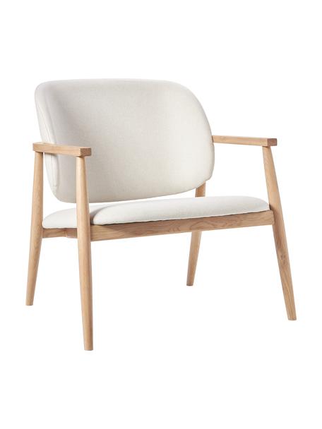 Fauteuil lounge rembourré Aurea, Tissu beige, bois de chêne, larg. 76 x prof. 73 cm