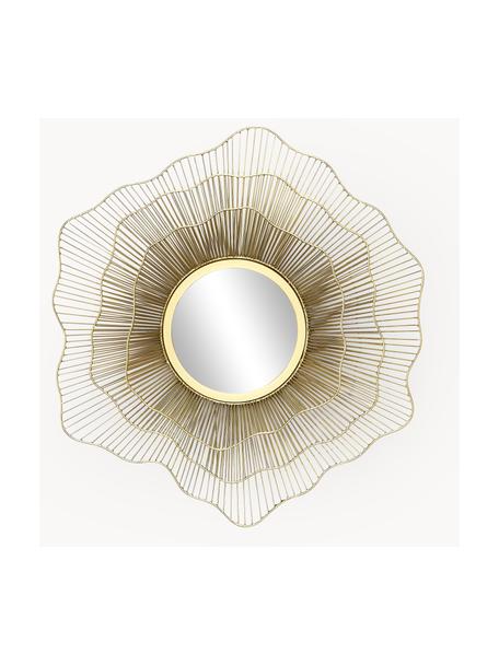 Specchio da parete con decoro in metallo Elio, Metallo rivestito, Dorato, Ø 69 cm