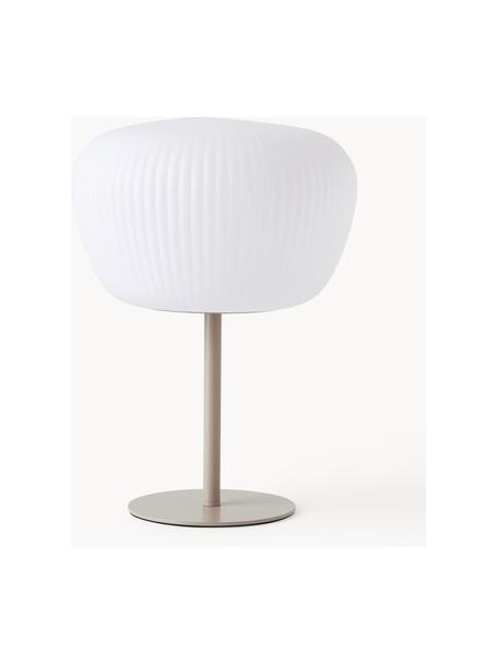 Mobiele outdoor tafellamp Tara, dimbaar, Lampenkap: acrylglas, Wit, lichtbeige, Ø 25 x H 35 cm