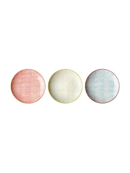 Komplet talerzy śniadaniowych Carla, 3 elem., Ceramika, Czerwony, zielony, niebieski, Ø 20 cm