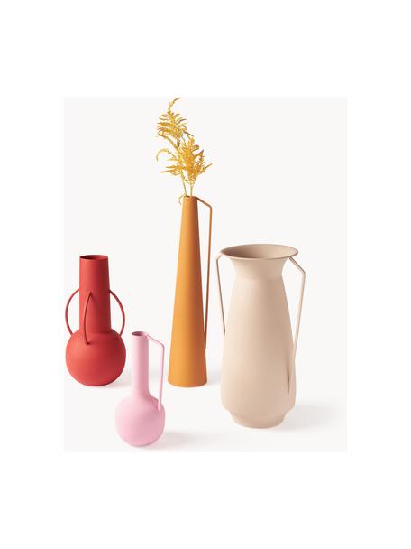 Design Vasen Roman, 4er-Set, Eisen, pulverbeschichtet, Orange, Rostrot, Altrosa, Hellbeige, Set mit verschiedenen Grössen