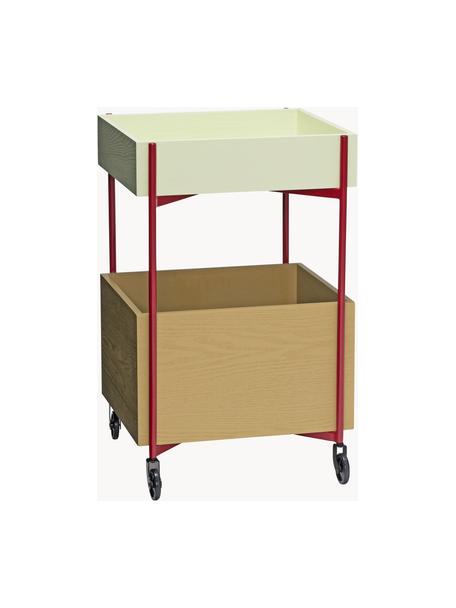 Bar cart Fresh, MDF, essenhout

Dit product is gemaakt van duurzaam geproduceerd, FSC®-gecertificeerd hout., Rood, lichtbruin, saliegroen, B 42 x H 68 cm