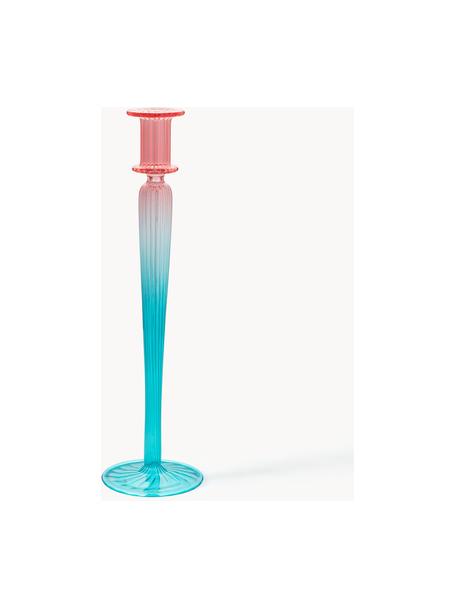 Kandelaar Ombre Flash, Glas, Perzik, turquoise, Ø 9 x H 35 cm