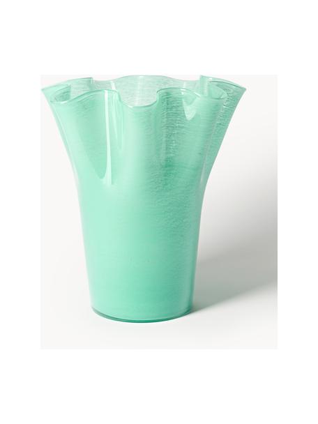 Vase en verre soufflé bouche Inaya, Verre, soufflé bouche, Vert turquoise, Ø 29 x haut. 31 cm