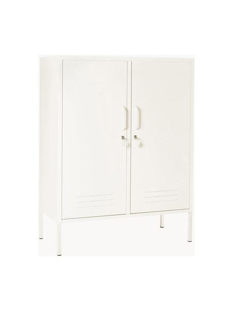 Credenza alta in metallo The Midi, Acciaio verniciato a polvere, Bianco latte, Larg. 85 x Alt. 111 cm