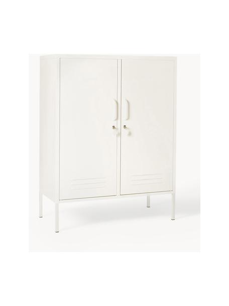 Credenza alta in metallo The Midi, Acciaio verniciato a polvere, Bianco latte, Larg. 85 x Alt. 111 cm