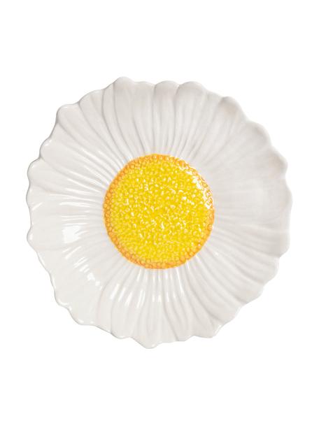 Schaal Flower in de vorm van een madeliefje, Keramiek, geglazuurd, Wit, zongeel, madeliefje vorm, Ø 18 x H 4 cm