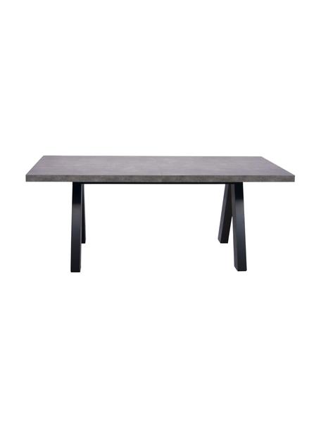Tavolo allungabile effetto cemento Apex, 200-250 x 100 cm, Piano del tavolo: struttura leggera a nido , Rivestimento: pannello di fibra di legn, Gambe: pannello di fibra a media, Effetto cemento, Larg. 200 a 250 x Prof. 100 cm
