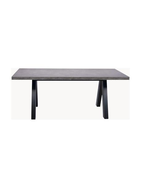 Mesa de comedor extensible en look cemento Apex, 200-250 x 100 cm, Tablero: estructura ligera de pana, Patas: fibras de densidad media , Aspecto cemento, negro, An 200/250 x F 100 cm