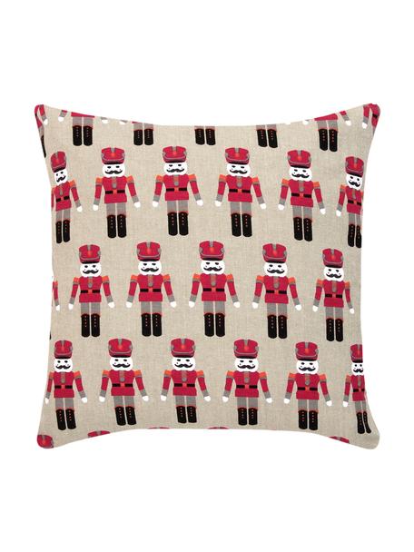 Housse de coussin 45x45 Noël Nutcracker, Coton, Beige, rouge, larg. 45 x long. 45 cm