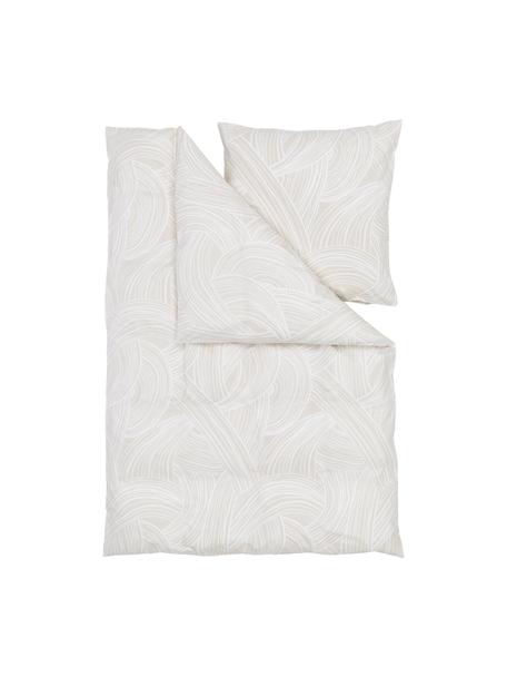 Pościel z bawełny Korey, Beżowy, biały, 155 x 220 cm + 1 poduszka 80 x 80 cm