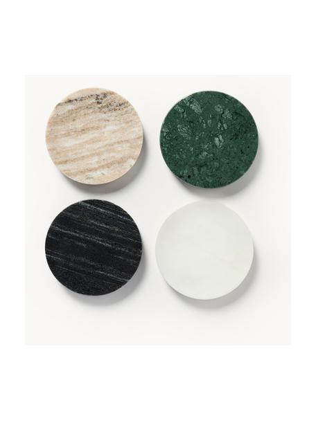 Dessous de verre en marbre de différentes couleurs Callum, 4 élém., Marbre, Multicolore, marbré, Ø 10 x haut. 1 cm